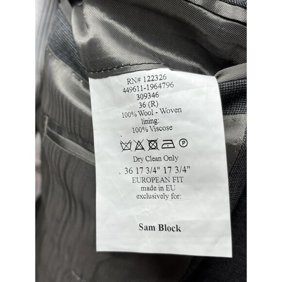 J Hilburn Vitale Barberis Men 36R Blazer European Fit Gray Wool Glen Plaid - Picture 11 of 16